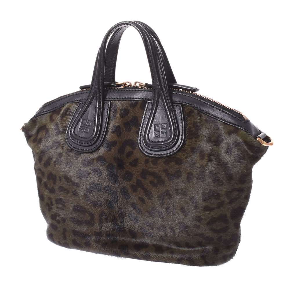 Givenchy Green Calf Brown Leopard Hair Khaki Bag Nightingale